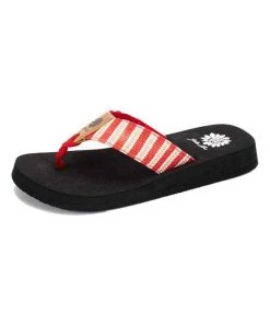 Coupon ???? Yellow Box ???? Shoes Red Woven Stripe Nicoh ???? Sandal - ???? Women ⭐