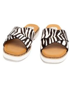 Promo ???? Yellow Box ???? Shoes Black & White Hemes Zebra Stripe Leather ???? Sandal - ???? Women ⭐ -Yellow Box Shop zu107240856 alt 3 tm1657291339