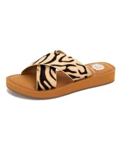 Buy ???? Yellow Box ???? Shoes White Zebra Ansila Leather ???? Sandal - ???? Women ????