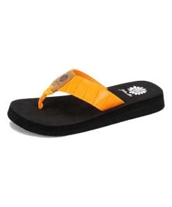 New ???? Yellow Box ???? Shoes Orange Croc-Embossed Adula ???? Sandal - ???? Women ????