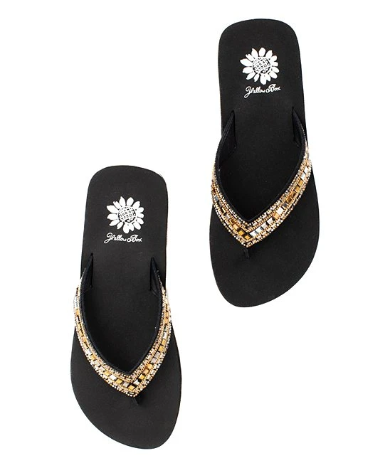 Discount ???? Yellow Box ???? Shoes Black & Gold Metallic Havah Leather ???? Sandal - ???? Women ✔️ 3 Discount ???? Yellow Box ???? Shoes Black & Gold Metallic Havah Leather ???? Sandal - ???? Women ✔️ - Image 3