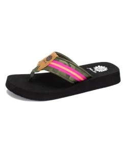 Deals ⌛ Yellow Box ???? Shoes Black & Pink Furnie Camo Stripe ???? Sandal - ???? Women ????