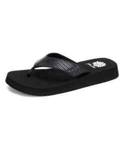 Top 10 ???? Yellow Box ???? Shoes Black Flinn Croc-Embossed ???? Sandal - ???? Women ????