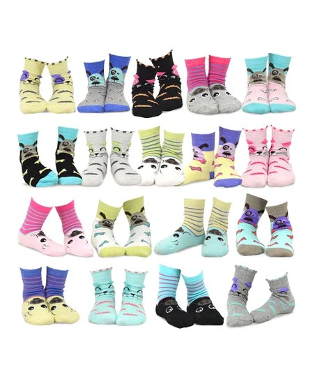 Hot Sale ❤️ TeeHee Kids Yellow & Blue Animal 18-Pair Crew ???? Socks Set - Kids ❤️ 1 Hot Sale ❤️ TeeHee Kids Yellow & Blue Animal 18-Pair Crew ???? Socks Set - Kids ❤️