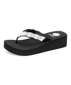 Best deal ???? Yellow Box ???? Shoes Black & White Embellished Frostie ???? Sandal - ???? Women ❤️